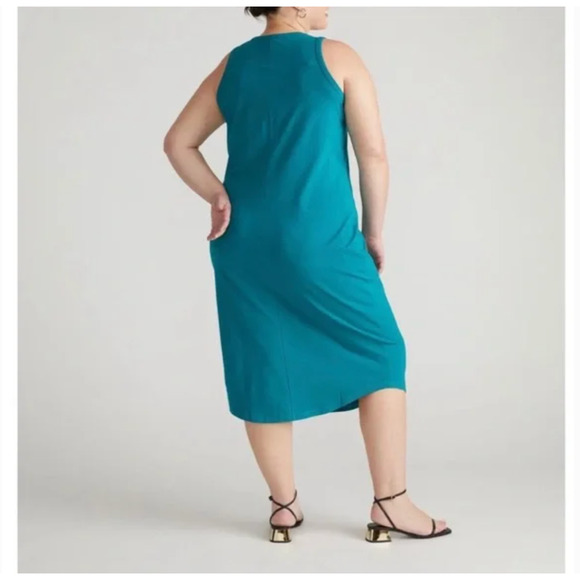 Universal Standard Cai High Neck Tank Midi Dress 2XS 2 4 NWT Teal Blue Green - Picture 2 of 5